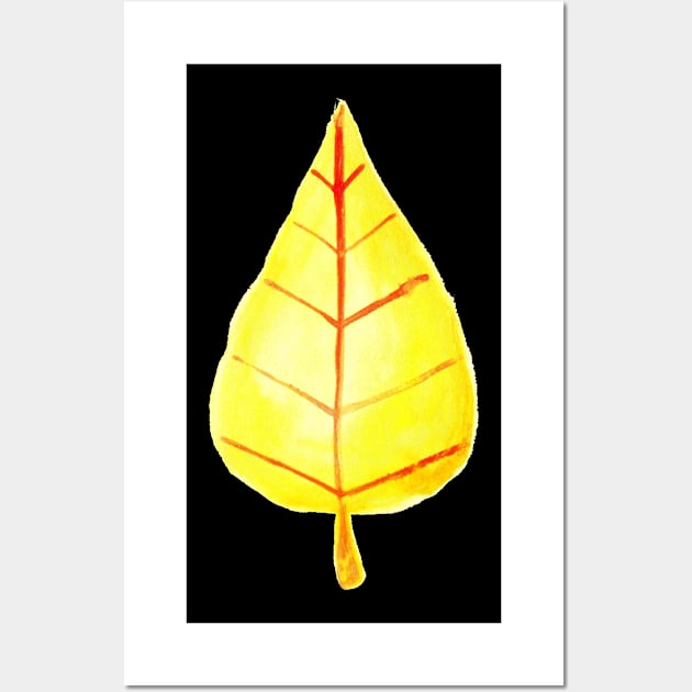 Simple Yellow Leaf Watercolor Wall Art by saradaboru